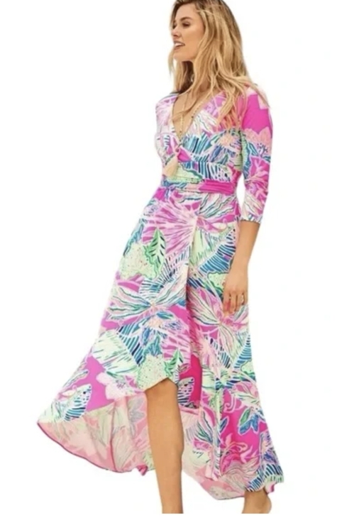 Lilly Pulitzer Dresses & Skirts - Lilly Pulitzer Pink Multi Tropical High-Low Montague Maxi